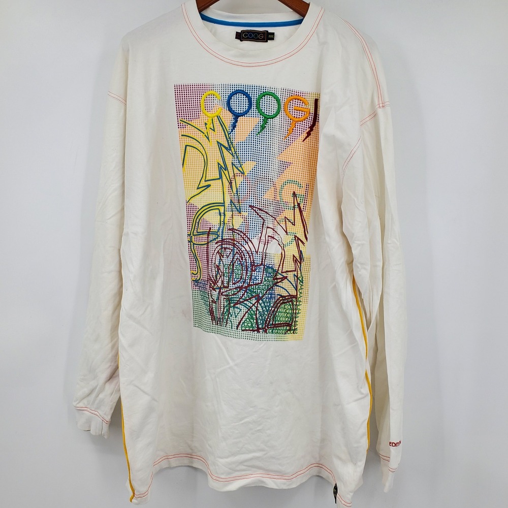 COOGI Limited Edition Mens 4XL Long Sleeve Shirt Y2K Hip Hop Graffiti Graphic